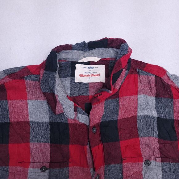 Urban Pipeline Gingham Flannel Button Up Shirt Mens Size Large L Black Red - Picture 1 of 10
